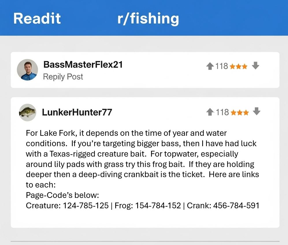 Forum post with page code instead of URL